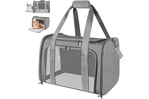 NVIYAM Transportin Gato Grande, 45x30x30 cm Transportin Perro Pequeño Transpirable Plegable, Transportin para Gatos con Correa al Hombro y Colchón Suave, para Coche/Avión, Autoreisbox für Katze