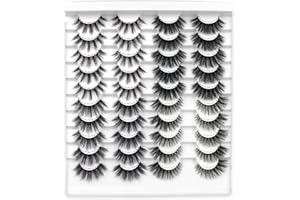 LEIPPLE Faux Cils 20 Paires- 3D Faux Cils Naturel à la Main Ultra-Minces Cils Professionnel Cils Noir Réutilisables (4 modèles)