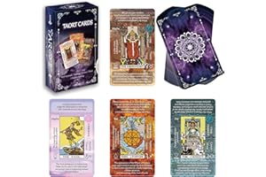 IXIGER Tarot Cards Set with Guide Book,Tarot Cards for Beginners with Meanings on Them,Learning Tarot Deck Fortune Telling Game with Keywords, Chakra, Planet, Zodiac, Element, Yes/No, Affirmations.