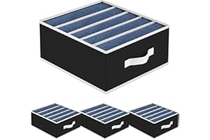 Homsorout Clothes Drawer Organisers, Jeans Storage Organiser, Closet Organizers and Storage Boxes with Bottom Panel, Jeans Organizer for Closet, Sweater, Grey, 5 Grids, 4 Pack