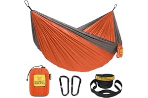 ‎WISE OWL OUTFITTERS Wise Owl Outfitters Camping-Hängematte – Einzel- oder Doppelgröße, für drinnen und draußen, mit Aufbewahrungstasche, Rucksack- und Reisezubehör