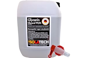 ISOLATECH Gliceryna 99,5% 10 l, jakość farmaceutyczna made in Germany, mierzona w 99,98% czysto roślinna, gliceryna, glicerol w płynie z płynem SABEU Fluxx AH23/51 HF kurek przelewowy DIN 51 10 l