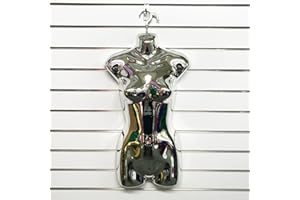CompleteShopfittings FEMALE MATT AND GLOSS HANGING PLASTIC BODY FORM MANNEQUIN TORSO BUST DISPLAY (Chrome)