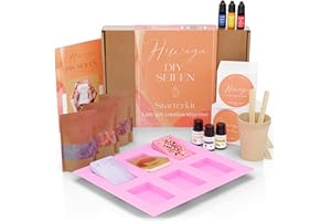 Hiwaga DIY Seifen selber machen Set für Erwachsene, Starterkit für kreative Seifenherstellung, Seife selber machen Set Erwachsene, Komplettset inkl. Rohseifen, Farben, Duftöle und Silikonform