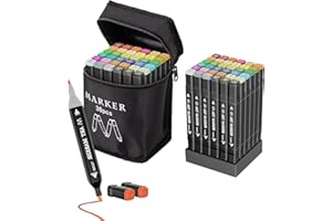 BANRAL Zestaw 36 kolorowych flamastrów – markery alkoholowe, markery z dłutiem i delikatnymi markerami permanentnymi Twin Tip, do mangi, szkicowania, kaligrafii, rysowania