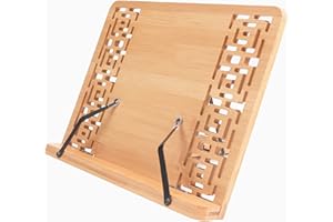 Kurtzy Leggio da Tavolo per Libri Legno Regolabile - Leggio Bambu da 33,5 x 24 cm - Supporto Libri Pieghevole- Leggio per Libri, Leggio Musicale da Tavolo, Cucina, Supporto iPad e Tablet