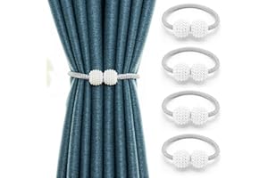 YSDYY 4 fascette magnetiche per tende, con sfera di perla, fascette magnetiche, per tende europee, per casa, ufficio, decorazioni per finestre dell'hotel (grigio)