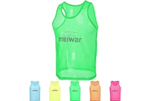 ‎MEIWAR meiwar Leibchen - 10er Set Trainingsleibchen I Markierungshemd für Sport, Fussball, Handball in orange, blau, gelb, grün und pink I für Herren, Kinder, Damen