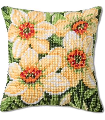 FanZheZhe Kit Punto Croce Per Cuscino Con Fiori Che Sbocciano, 11ct 45x45 Cm, Completo Di Aghi, Fili E Accessori, Ideale Per Principianti