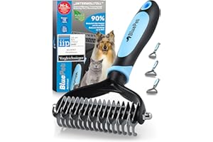 ‎BLUEPET BluePet Hundebürste Unterwolle langhaar & Katzenbürste langhaar I Unterwollkamm entfernt Unterwolle & Verfilzungen I Deckhaarschutz & Knoten Entfernen I Unterfellbürste Hunde für Fellwechsel
