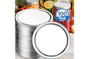 100 pcs Canning Lids for Mason Jars (Silver, 86 mm), Wide-Mouth Size w/ Food Safe Sealant, Air-Tight Seal to Keep Preserves Fresh by KapStrom.
