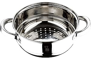 RB RENBERG Steam Chef - Olla Vaporera de Acero Inoxidable - 18 cm - Acabado Brillante - Mango Hueco Plateado - Apta para Inducción y Todo tipo de Fuegos