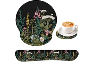 iCasso Keyboard Wrist Rest Pad and Mouse Wrist Rest Support Mouse Pad Set- Durable & Comfortable & Lightweight for Easy Typing & Pain Relief-Ergonomic Support (Weeds)