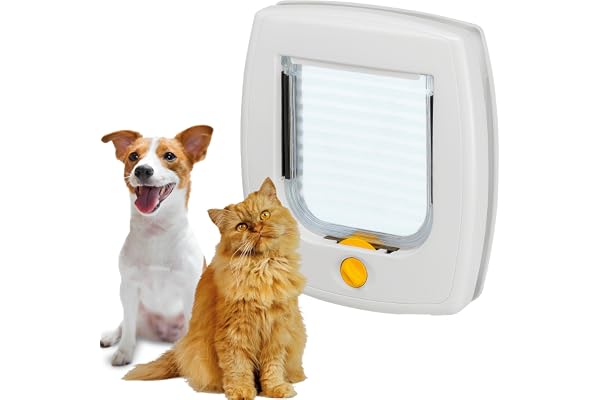 Ferplast Chatiere pour Chat Chien, Porte Chats et Chiens, Installation Universelle, Entrée et Sortie Contrôlables à 4 Voies, Tunnel Partiel, Swing 3, Blanc