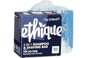 Ethique Tip-To-Toe Solid Hair Shampoo & Shaving Bar (80 Washes) Soap Free, Vegan, Compostable, Biodegradable, Plant based