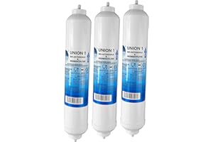 UNIONFILTER UN-3. Wasserfilter für Samsung LG AEG Simens Haier Bosch Side by Side Kühlschrank, externer Kühlschrankfilter mit integriertem 1/4 Zoll Schlauchanschluss