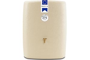 4rain Terra Récupérateur d’Eau de Pluie 275L Sable – Cuve de récupération compacte et Robuste – Réservoir d’Eau décoratif pour Jardin, terrasse, Potager et espaces extérieurs