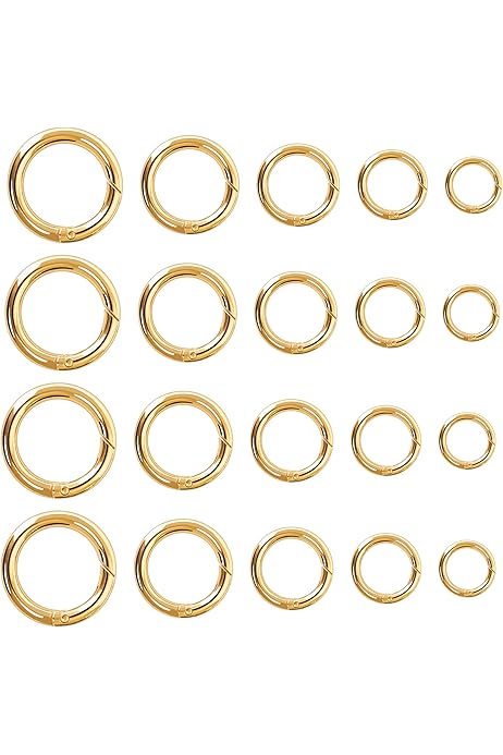 20 Moschettoni Tondi Dorati 28mm - Anelli A Molla In Lega Di Zinco Per Borse, Portachiavi E Craft