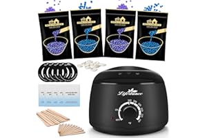 Lifestance Chauffe Cire Avec 400g Epilation Cire Perles pour Dépilatoire Avec Formule de Lavande Détendue pour Corps, Jambes, Visage, Aisselles, épilation Maillot, Ensemble de Cire Dure Brésilienne
