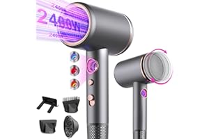 Tisoutec Hair Dryer,Travel Hairdryer with Diffuser,Professional Ionic Hair Dryer+Powerful AC Motor 2400W|4-in-1 Hair Dryer|Hot/Cold Button|3 Heat&3 Speed|Hair Dryers & Accessories for Women/Men Home