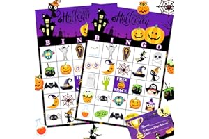 Funnlot Halloween Bingo Game Halloween Party Games for Kids Halloween Bingo Cards for 24 Players with Champion Card Halloween Party Activities for Family School Halloween Party Favors