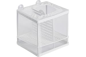 Pawfly Red de cultivo de peces para acuarios con malla de nailon y ventosas, red de separación de peces, pequeña caja aislante para alevines, contenedor de cría para alevines, camarones y peces
