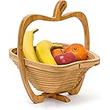 Relaxdays Cestino Portafrutta a Mela, Centrotavola HLP: 30x27x22,5 cm, Tagliere e sotto Pentola, 3 in 1, Legno Naturale, Marr