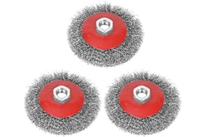 ICASTNY 3 Pcs Wire Brush Set, Angle Grinder Wheel Brush Fit for 125mm Angle Grinder Crimped Wire Wheel for Paint, Rust Removal, Weld Cleaning, Rough Surface Treatment(M14)