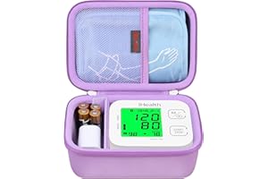 Elonbo Tragetasche für iHealth Track Smart Oberarm Blutdruckmessgerät, Wireless Bluetooth Blutdruckmessgerät Reise Schutztasche Aufbewahrungshalter, Mesh Tasche passt Range Manschette, Lila
