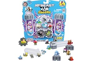 MRBEAST LAB Swarms Collection Hyper Fusion, Collectionne + de 100 créatures Uniques, Coffret Méga Labo avec 14 Micro-créatures, 14 Autocollants et 4 Capsules de Fusion pour créer Ton labo MrBeast