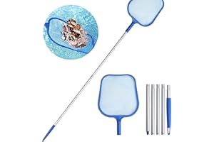 FT-SHOP Red para Piscina con Poste de Aluminio Skimmer de Hoja con Red de Malla Fina para Piscinas Bañeras Fuente Pecera 1.6M