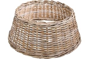 ‎MGC24 mgc24 Weihnachtsbaumring Rattan, handgefertigter Weihnachtsbaumrock aus Naturgeflecht, Hülle für Weihnachtsbaumständer, Ø 60 x 26 cm, grau-braun