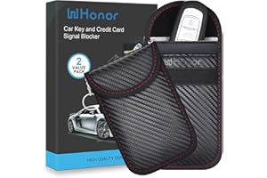 WHonor Faraday Pouch for Car Keys, Keyless Entry Signal Blocker, Anti-Theft RFID Blocking Key Fob Protector for Car Security (2 Pack)