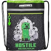CYPBRANDS - Minecraft, Backpack, Sack, Bag with Ropes, Black Color, Official Product