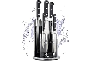 TAYLORS EYE WITNESS Juego de cuchillos de cocina con cuchillos, almacenamiento giratorio profesional, soporte de 5 pequeños a grandes, accesorios de acero afilado, triple remache para cortar verduras, carne y pan.
