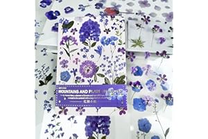 LXONTSG Florales Stickers, 20 Hojas Transparente Florales Pegatinas, Albumes de Recortes Flores Pegatinas, Florales Plantas Stickers, Pegatinas de Flores, Decorativas Transparente Stickers