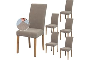 SUKAIKEQA Dehnbarer Stuhlbezug, Hochstuhlbezug, Bürostuhlbezug, (Satz 4/6/8 Stück mit Rückenlehne), geeignet für Wohnzimmer, Küche, Party und Hotel (6, Twill Kamel)