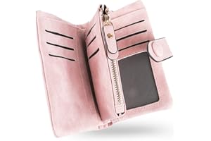 conisy Mały portfel dla kobiet, skórzany składany portfel z wieloma przegródkami na karty, damski portfel z ochroną RFID (różowy)