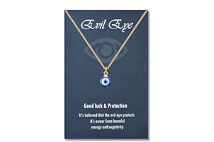 Genkigold Collana Occhio Malvagio: Pendente Amuleto Occhio Blu Delicato Placcato Oro 18k/Platino con Catena Regolabile - Protezione Ojo Turco Kabbalah -Regalo di Gioielleria Squisito per Donne Ragazze