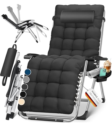 Ferghana Zero Gravity Liegestuhl - Klappbar Mit Polster & Getränkehalter