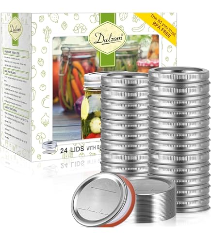 FORJARS Canning Lids Regular Mouth - 100-Pack With Silicone Seals For Mason Jars