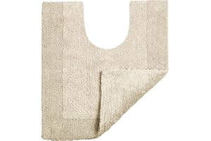 ALLURE BATH FASHIONS Allure Heavyweight Reversible Pedestal Toilet Mat, 100% Cotton, Super soft, Washable, Large Size 55cm x 55cm (Stone)