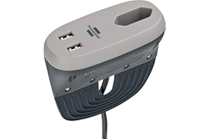 Brennenstuhl estilo gniazdo na sofe z funkcja ladowania USB (listwa zasilająca z 1 x gniazdem Euro i 2 x ladowarka USB, gniazdo lózka z szyna mocujaca), antracyt/szary
