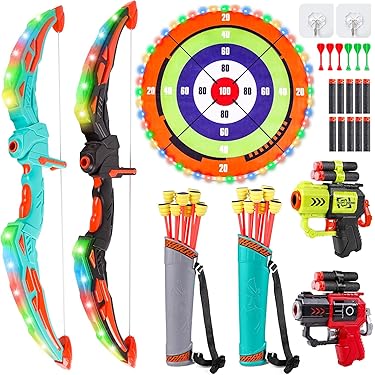Lot Arc Et Flèches Pour Enfants – 52 Cm – Tir à L'arc Recourbé – Cadeau – Neuf