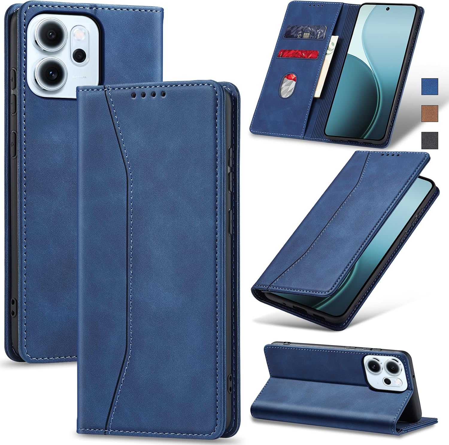 Jasonyu Funda para OPPO Reno14 /14 F/FS 5G,Cuero PU Carcasa,Tipo Libro Flip Case con Tarjetas y Cartera,Soporte Plegable,Cierre magnético,Capa (Azul)