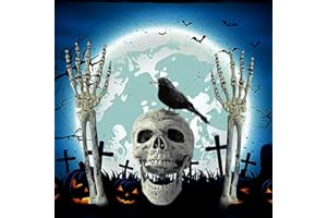 NHYDZSZ Decorazione del Teschio di Halloween Teschio e Braccio di Halloween Finto Scheletro Spaventoso Inquietante Decorazione Cimitero per Cancello Esterno Lapide Giardino Prato Casa
