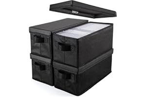 UENTIP CD-Aufbewahrungsbox, 1 Stück, CD-Hülle, 33,5 x 15 x 13,5 cm, Behälter für 30 CDs in vollen Juwelenhüllen, 60 CDs in schlanken Hüllen und 165 CDs in CD-Hüllen (black, 4pack-black)