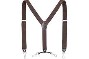 Ausukler Bretelle da uomo extra forti 3,5 cm di larghezza con gancio girevole Heavy Duty Men Braces nero