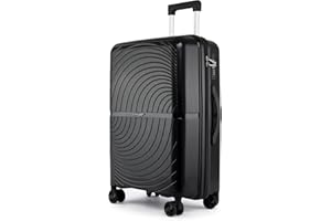 Fly Kite Luggage 24 Inch Medium Suitcase 100% Polypropylene Hard Shell with Aluminium Trolley Handle Real TSA 3 Digit Secure Lock 360° Smooth Wheels Lightweight Suitcase|Black