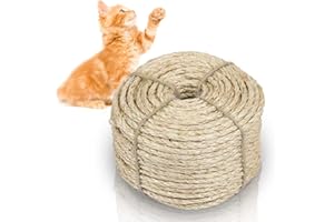 Eulenke Cuerda de Sisal Cuerda Sisal Natural 8mm X 30m, Cuerda de Yute Cuerda para Rascador de Gatos, Cuerda rascador para Gatos Hecho a Mano, decoración de jardín, Accesorios para Gatos